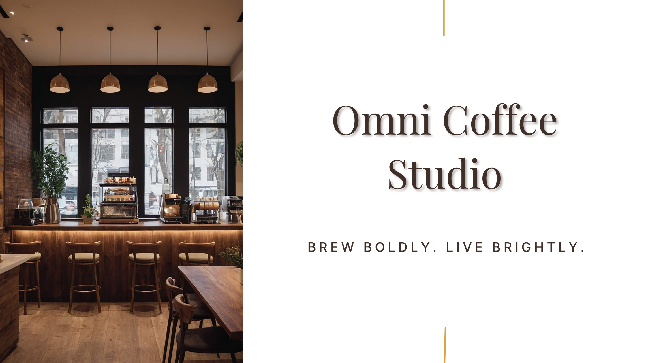 Omni Coffee Studio banner. Brew Boldly. Live Brightly.